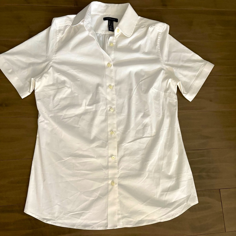 Lands End woman’s tall Oxford white shirt blouse tall size 8